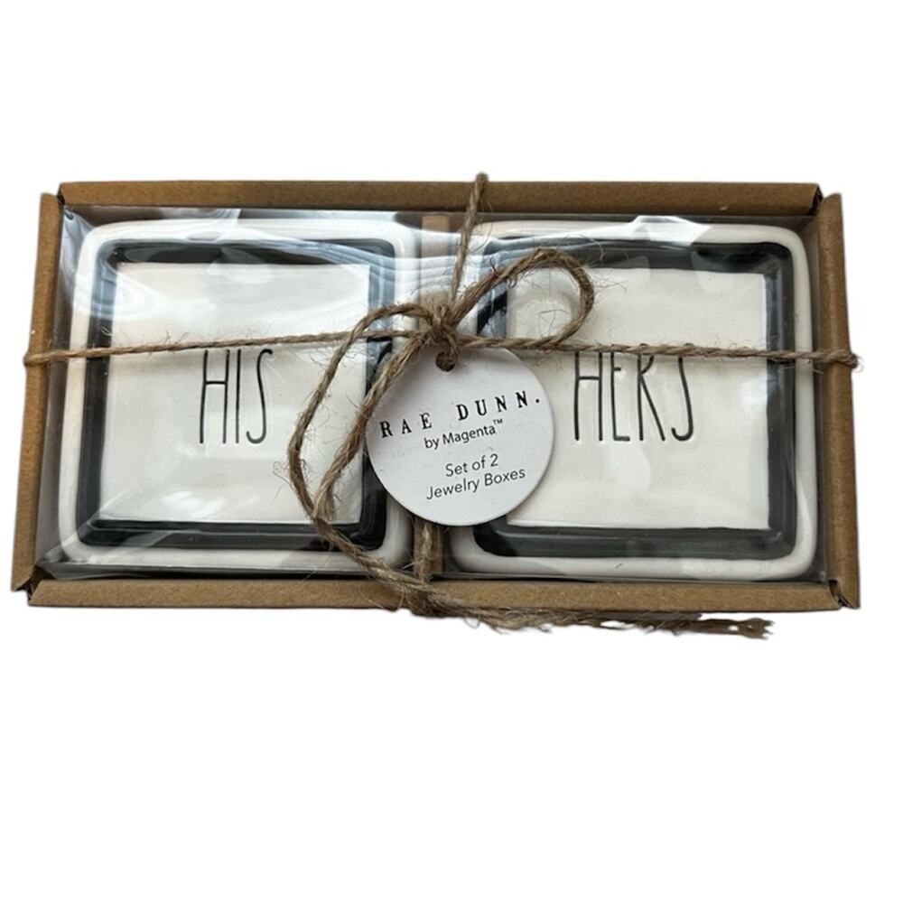 NWT Rae Dunn Artisan His Hers Jewelry Box Set